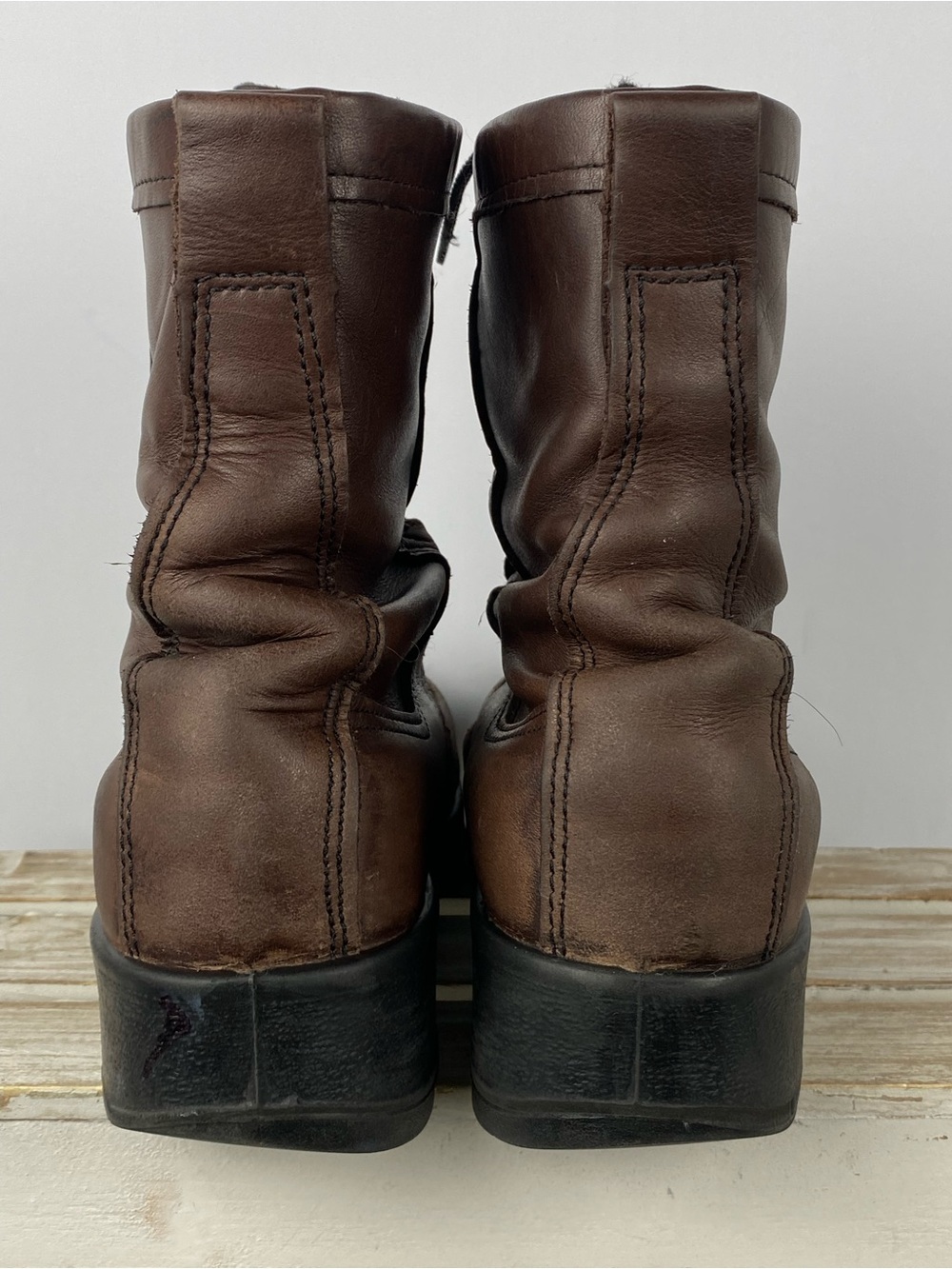 Belleville brown leather steel toe flight combat boots unisex Men 5.5W Women7.5W - Picture 6 of 16